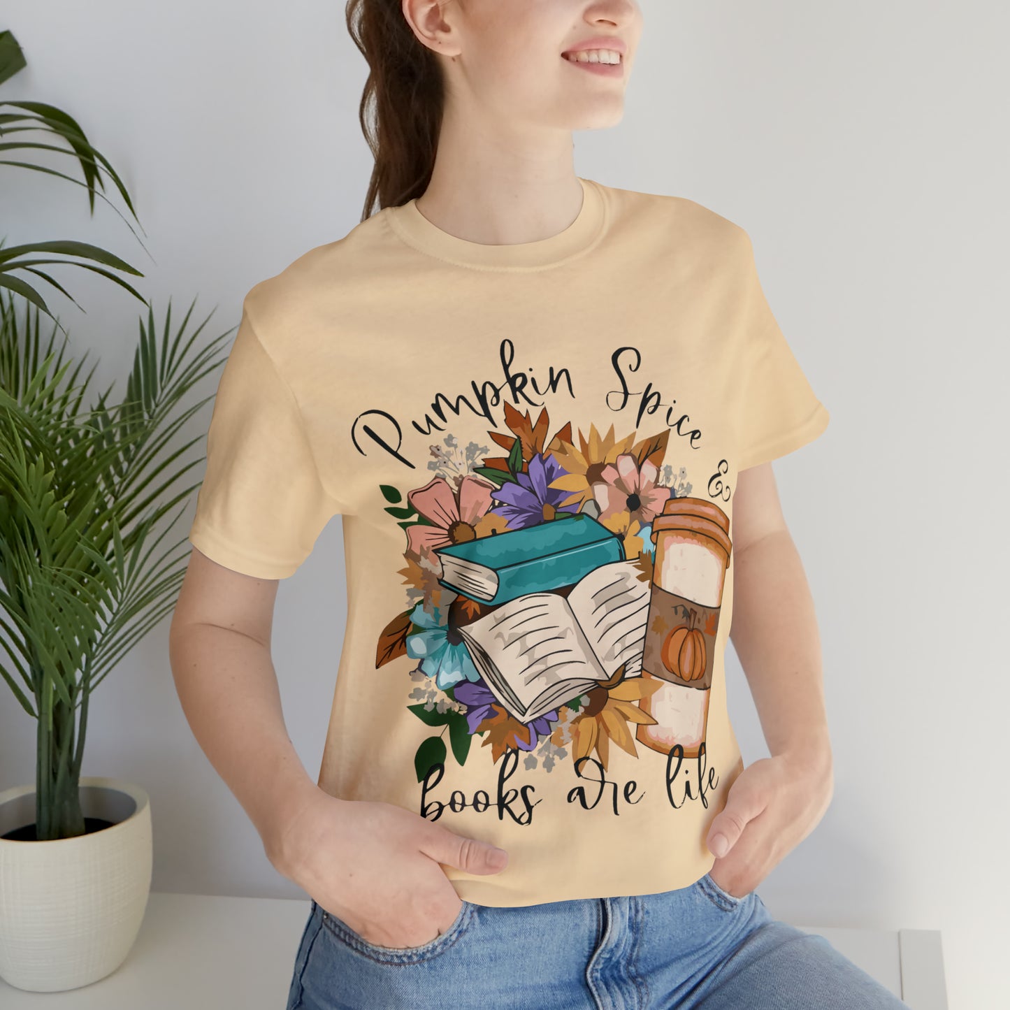 Pumpkin Spice & Books are Life Unisex Jersey Short Sleeve Tee