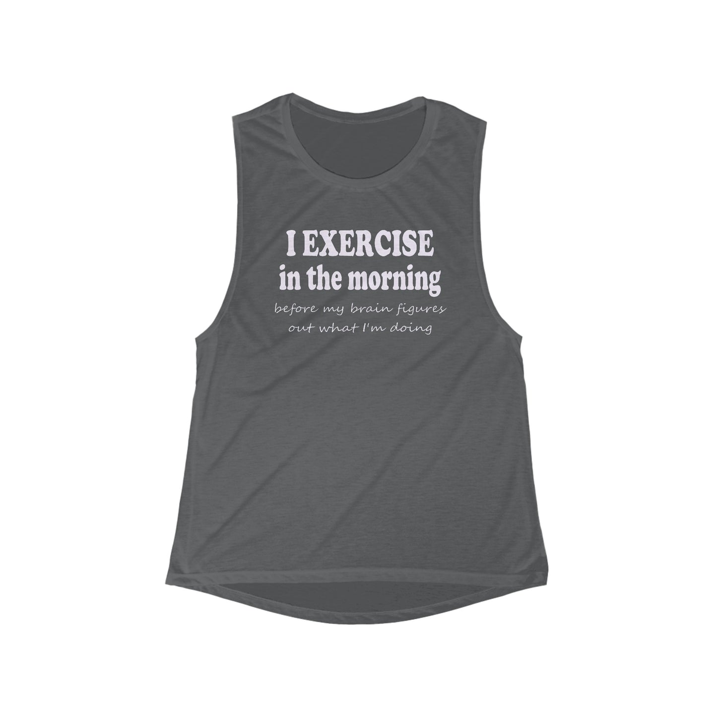 Women's Flowy Scoop Muscle Tank - Exercise in the Morning
