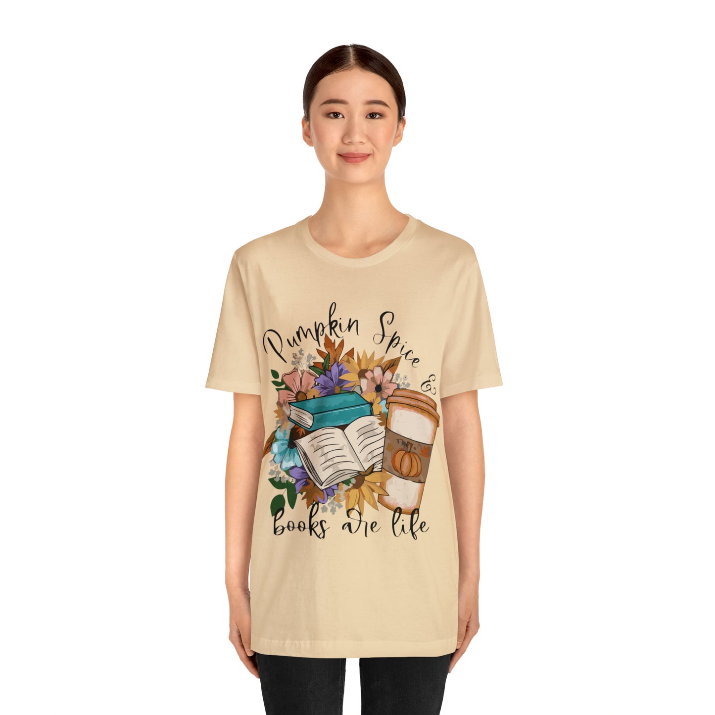 Pumpkin Spice & Books are Life Unisex Jersey Short Sleeve Tee