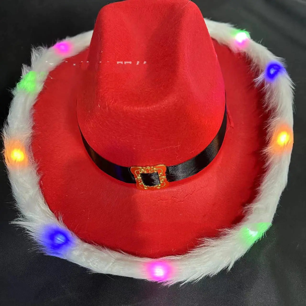 Festive LED Cowboy Santa Party Hat