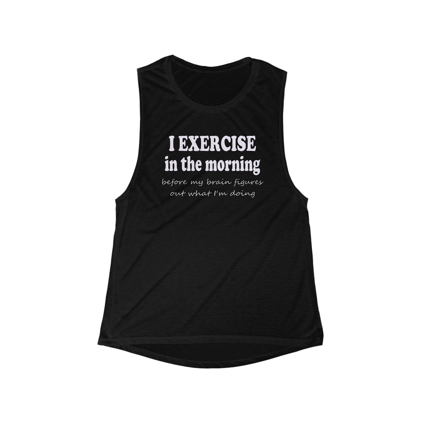 Women's Flowy Scoop Muscle Tank - Exercise in the Morning