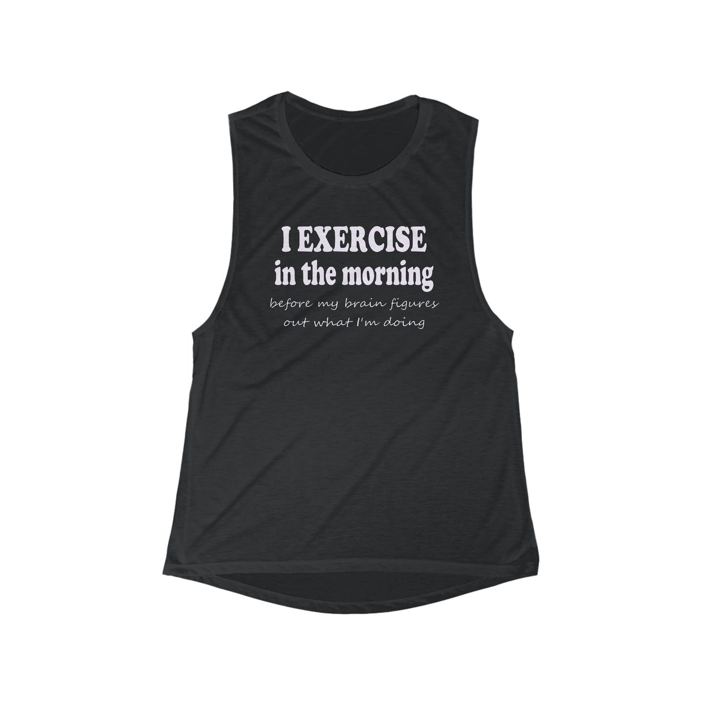 Women's Flowy Scoop Muscle Tank - Exercise in the Morning
