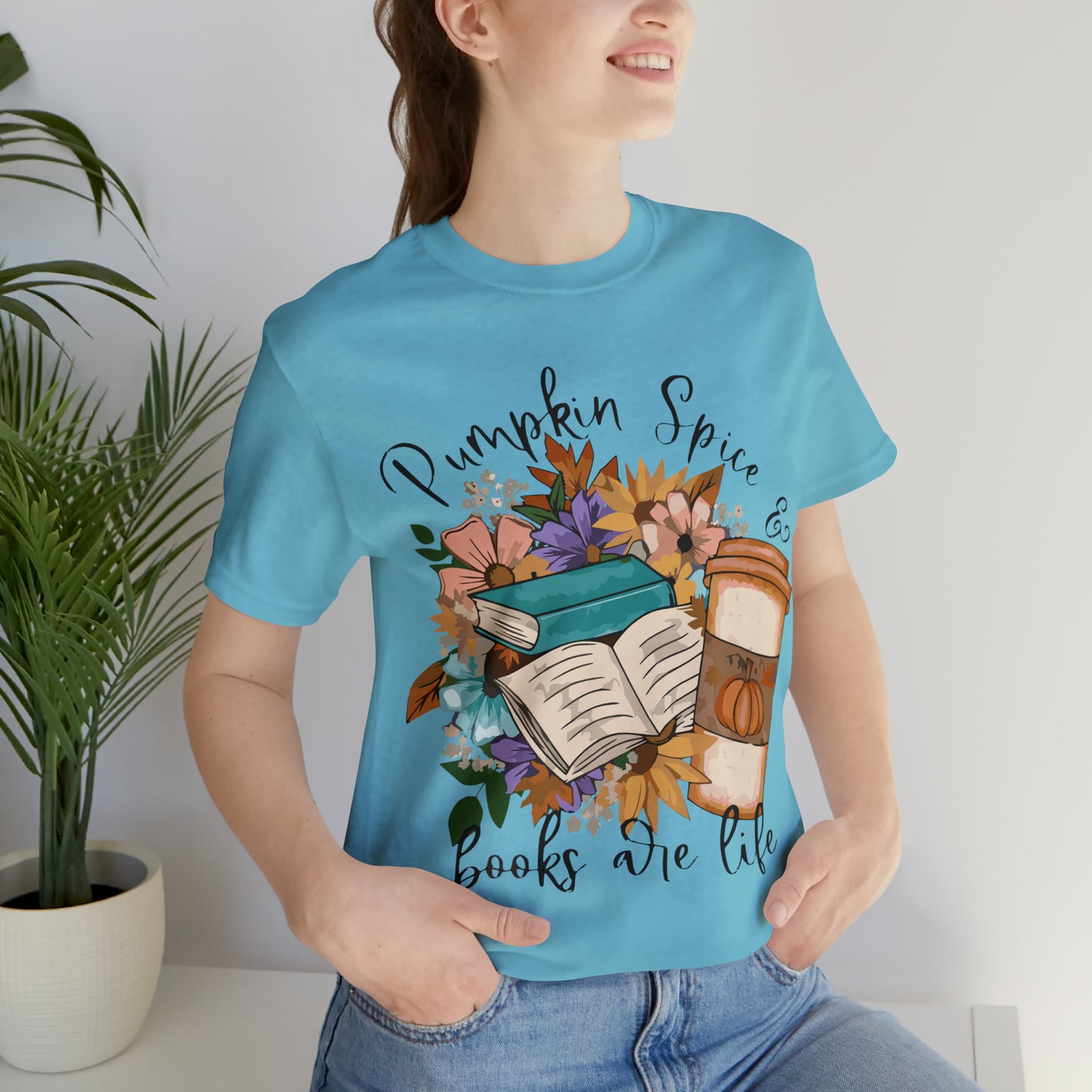 Pumpkin Spice & Books are Life Unisex Jersey Short Sleeve Tee