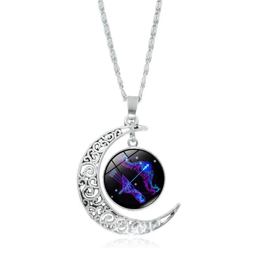 Zodiac Pendant with Half-Moon and Time Gemstone