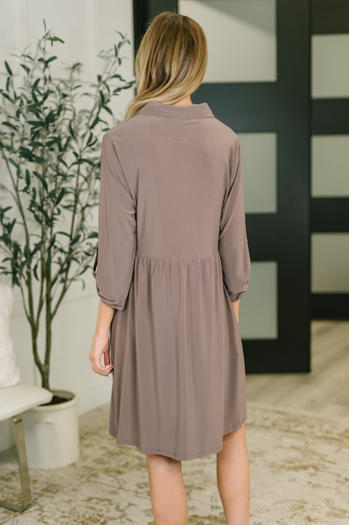 Inspire Collared Neck Dress in Mocha