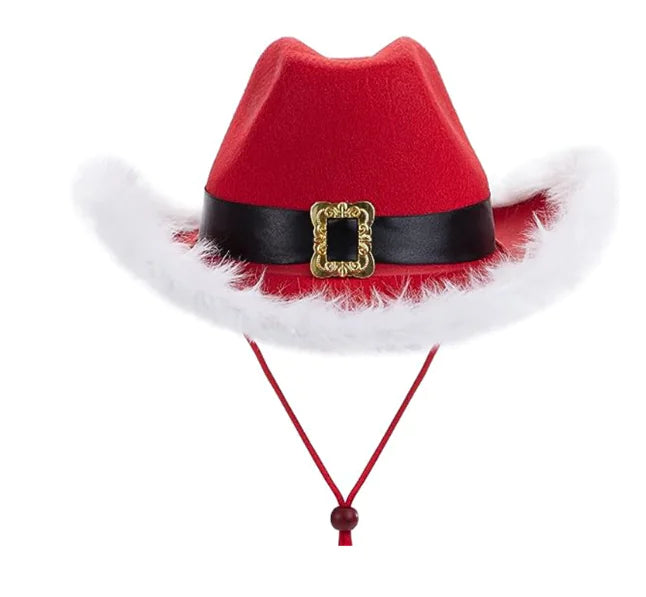 Festive LED Cowboy Santa Party Hat
