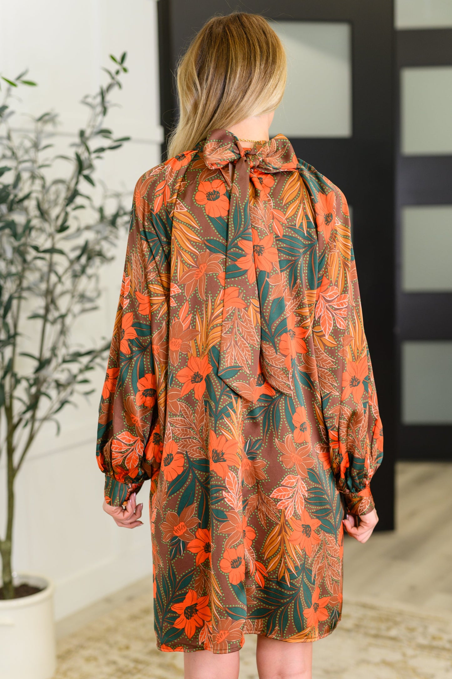 Petals After Dark Balloon Sleeve Dress