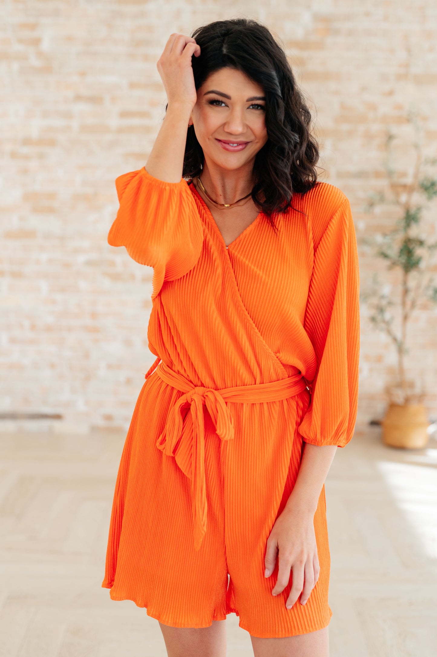 Roll With me Romper in Tangerine