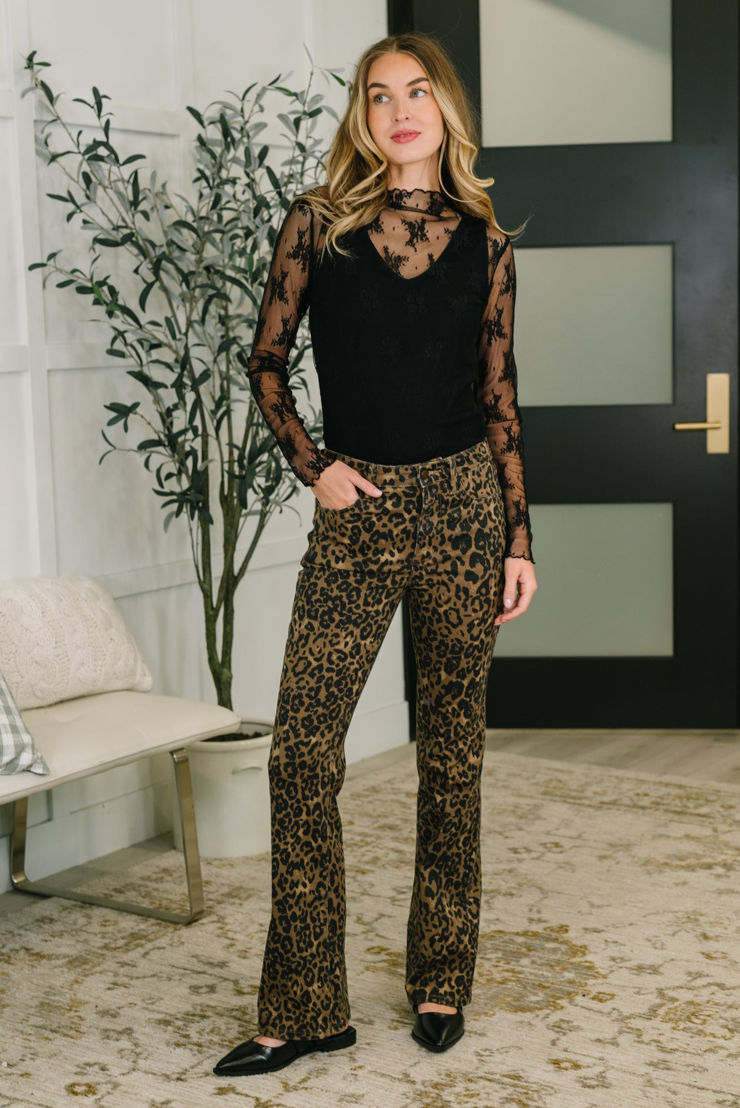 Roxy High Waist Bootcut Leopard Print