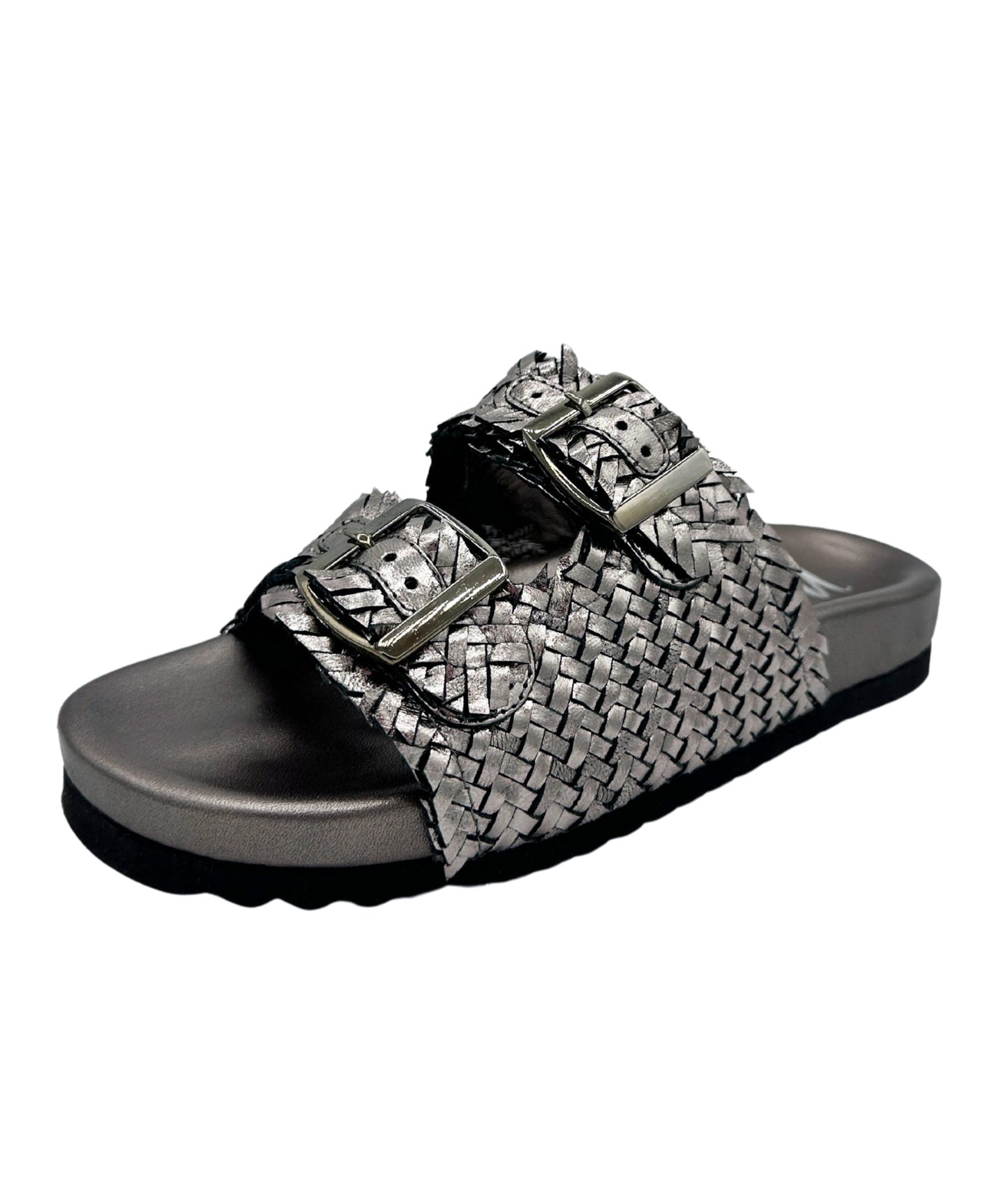 Intertwine Dual Woven Strap Slide in Pewter