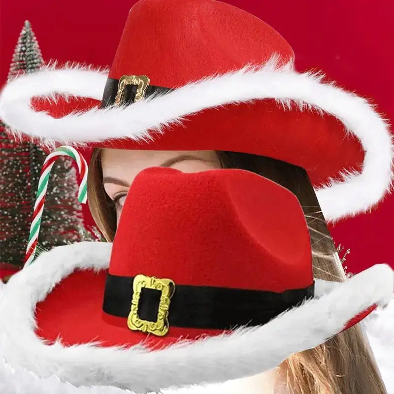 Festive LED Cowboy Santa Party Hat